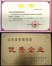 蚌埠变压器厂家优秀管理企业证书